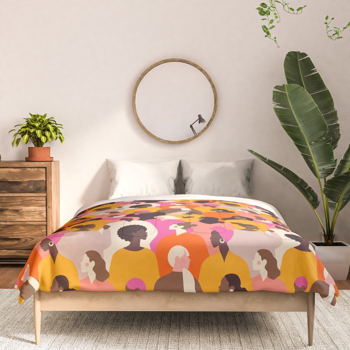 Female diverse faces pink Comforter Gallery Image 3