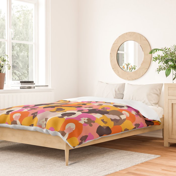 Female diverse faces pink Duvet Cover Gallery Image 2