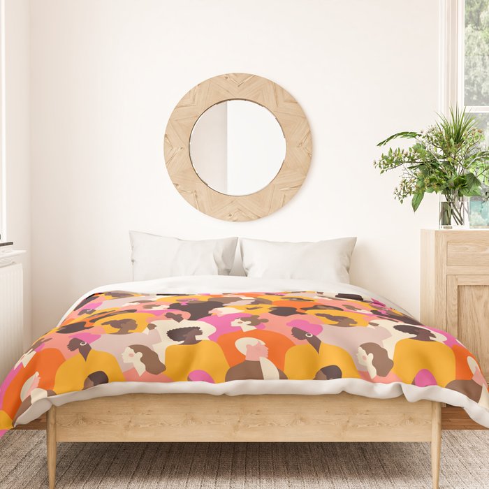 Female diverse faces pink Duvet Cover Gallery Image 3