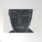 Lady Portrait Minimal Line Art Welcome Mat Gallery Image 1