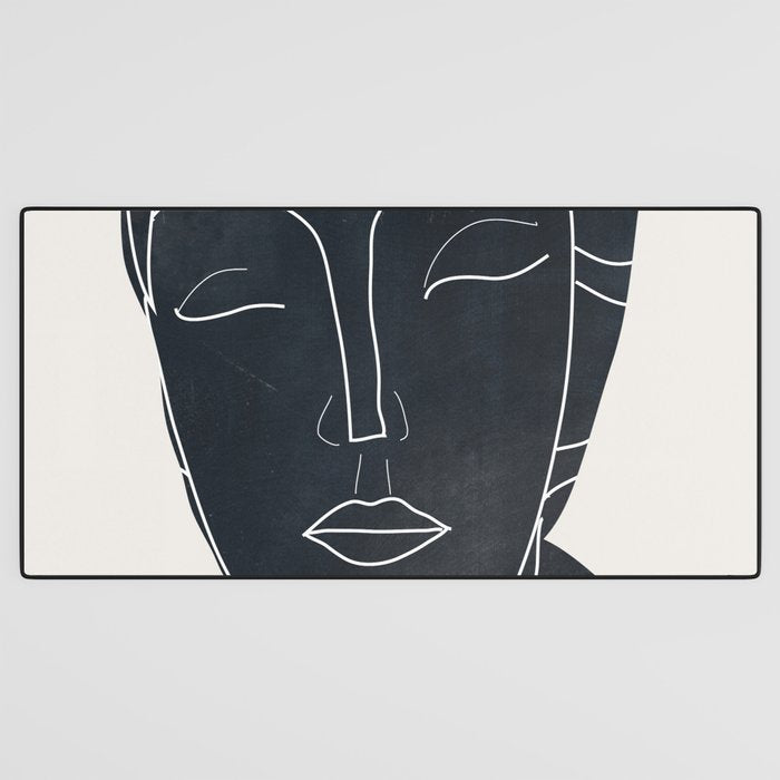 Lady Portrait Minimal Line Art Desk Mat Gallery Image 3