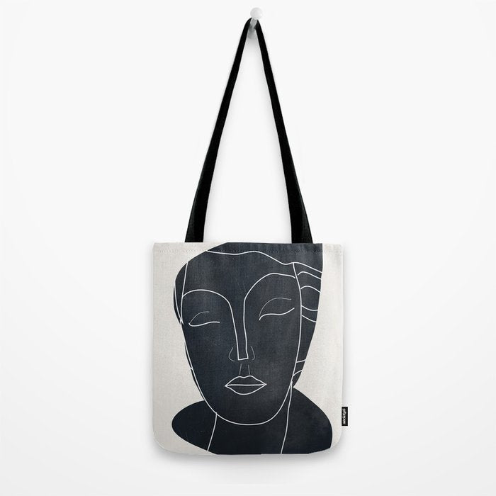 Lady Portrait Minimal Line Art Tote Bag Gallery Image 2