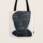 Lady Portrait Minimal Line Art Tote Bag Gallery Image 1