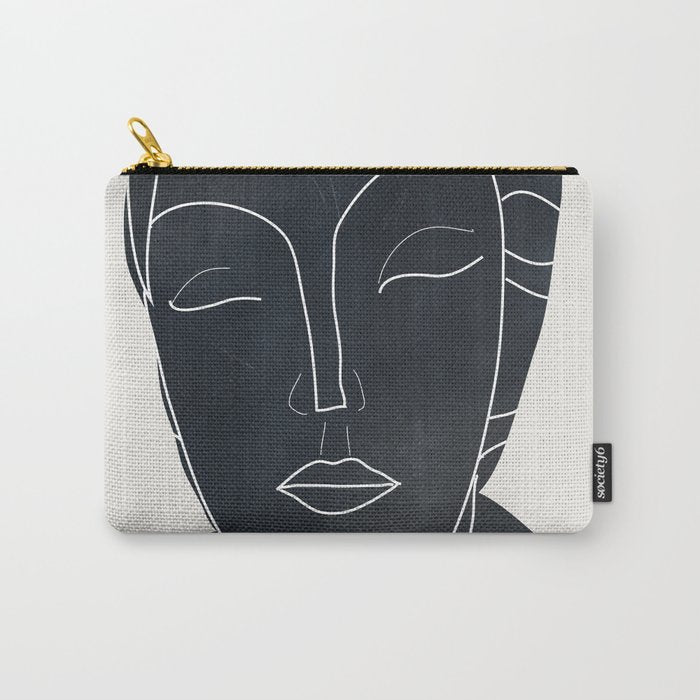 Lady Portrait Minimal Line Art Carry All Pouch Gallery Image 1