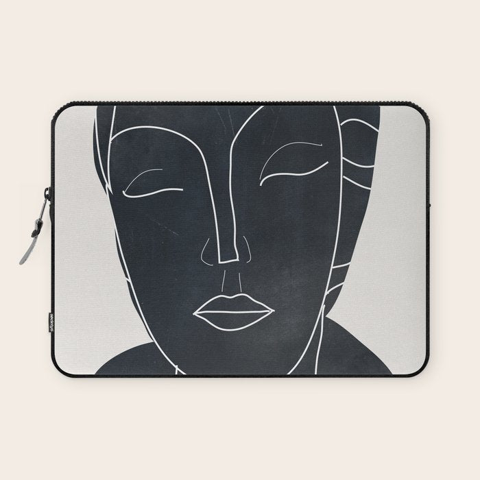 Lady Portrait Minimal Line Art Laptop Sleeve Gallery Image 1