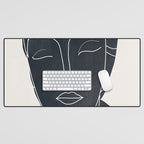 Lady Portrait Minimal Line Art Desk Mat Gallery Image 1