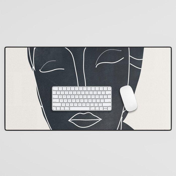 Lady Portrait Minimal Line Art Desk Mat Gallery Image 1
