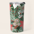 Christmas Holiday Flowers Poinsettia Green Red White Pattern Travel Mug Gallery Image 2