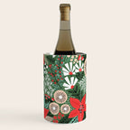 Christmas Holiday Flowers Poinsettia Green Red White Pattern Wine Chiller Gallery Image 3