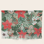Christmas Holiday Flowers Poinsettia Green Red White Pattern Wall Hanging Gallery Image 1