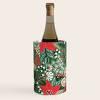Christmas Holiday Flowers Poinsettia Green Red White Pattern Wine Chiller Gallery Image 1