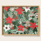 Christmas Holiday Flowers Poinsettia Green Red White Pattern Serving Tray Gallery Image 1