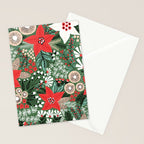 Christmas Holiday Flowers Poinsettia Green Red White Pattern Stationery Card Gallery Image 2