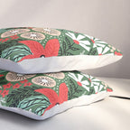 Christmas Holiday Flowers Poinsettia Green Red White Pattern Pillow Sham Gallery Image 3