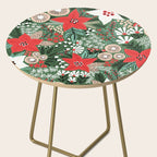Christmas Holiday Flowers Poinsettia Green Red White Pattern Side Table Gallery Image 2