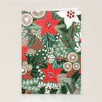 Christmas Holiday Flowers Poinsettia Green Red White Pattern Stationery Card Gallery Image 2