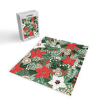 Christmas Holiday Flowers Poinsettia Green Red White Pattern Jigsaw Puzzle Gallery Image 2