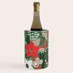 Christmas Holiday Flowers Poinsettia Green Red White Pattern Wine Chiller Gallery Image 2