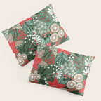 Christmas Holiday Flowers Poinsettia Green Red White Pattern Pillow Sham Gallery Image 3