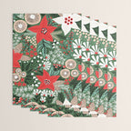 Christmas Holiday Flowers Poinsettia Green Red White Pattern Wrapping Paper Gallery Image 3
