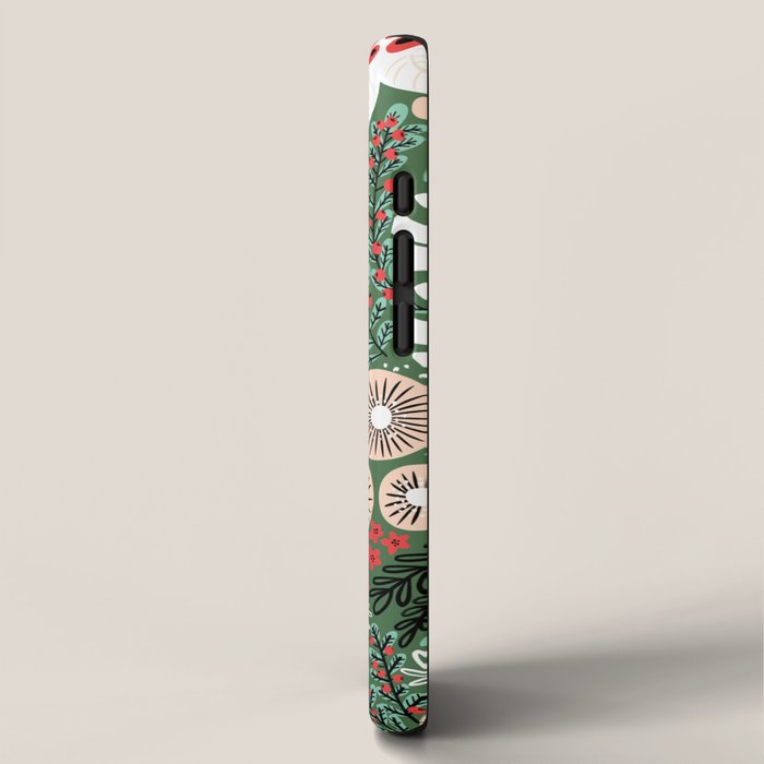 Christmas Holiday Flowers Poinsettia Green Red White Pattern iPhone Case Gallery Image 2