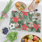 Christmas Holiday Flowers Poinsettia Green Red White Pattern Cutting Board Gallery Image 2