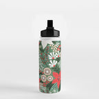 Christmas Holiday Flowers Poinsettia Green Red White Pattern Water Bottle Gallery Image 2