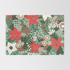 Christmas Holiday Flowers Poinsettia Green Red White Pattern Rug Gallery Image 2