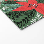 Christmas Holiday Flowers Poinsettia Green Red White Pattern Welcome Mat Gallery Image 2