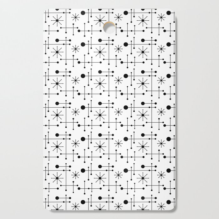 Atomic Retro Mid Century Modern Pattern Black and White Cutting Board Gallery Image 1