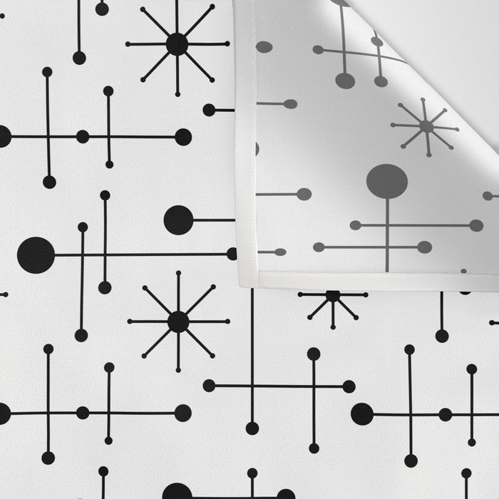 Atomic Retro Mid Century Modern Pattern Black and White Wall Tapestry Gallery Image 3