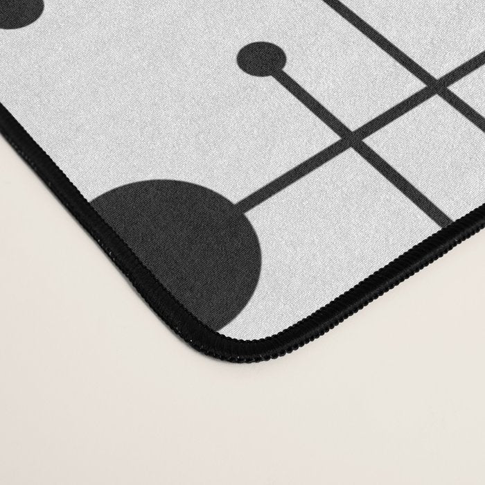Atomic Retro Mid Century Modern Pattern Black and White Desk Mat Gallery Image 4