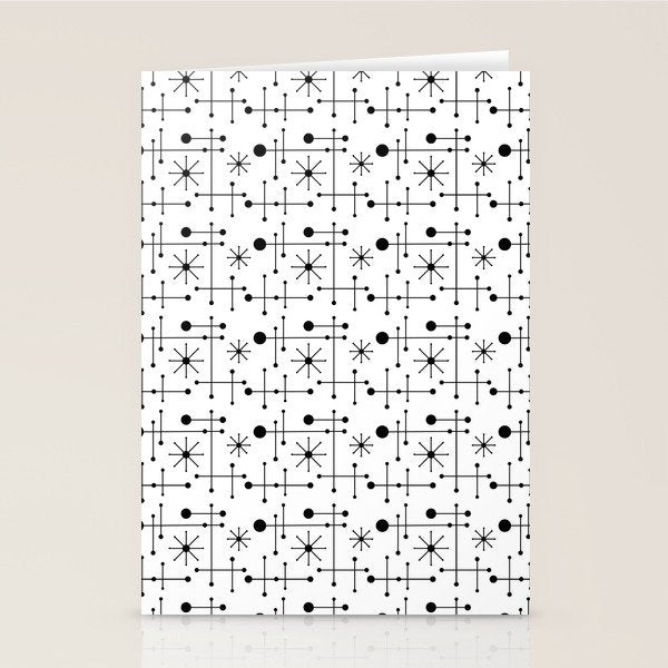 Atomic Retro Mid Century Modern Pattern Black and White Stationery Card Gallery Image 2
