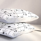 Atomic Retro Mid Century Modern Pattern Black and White Pillow Sham Gallery Image 3
