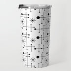 Atomic Retro Mid Century Modern Pattern Black and White Travel Mug Gallery Image 3