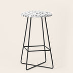 Atomic Retro Mid Century Modern Pattern Black and White Stool Gallery Image 1