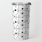 Atomic Retro Mid Century Modern Pattern Black and White Travel Mug Gallery Image 2