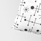 Atomic Retro Mid Century Modern Pattern Black and White Pillow Sham Gallery Image 4