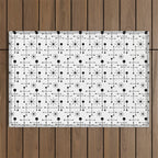 Atomic Retro Mid Century Modern Pattern Black and White Outdoor Rug Gallery Image 1