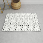 Atomic Retro Mid Century Modern Pattern Black and White Rug Gallery Image 1