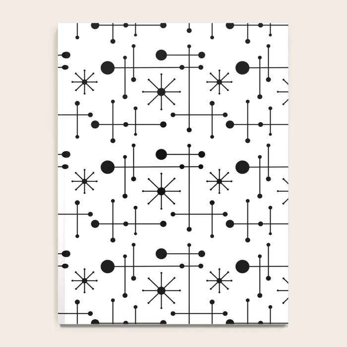 Atomic Retro Mid Century Modern Pattern Black and White Notebook Gallery Image 4