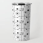 Atomic Retro Mid Century Modern Pattern Black and White Travel Mug Gallery Image 1