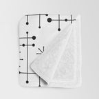 Atomic Retro Mid Century Modern Pattern Black and White Throw Blanket Gallery Image 3