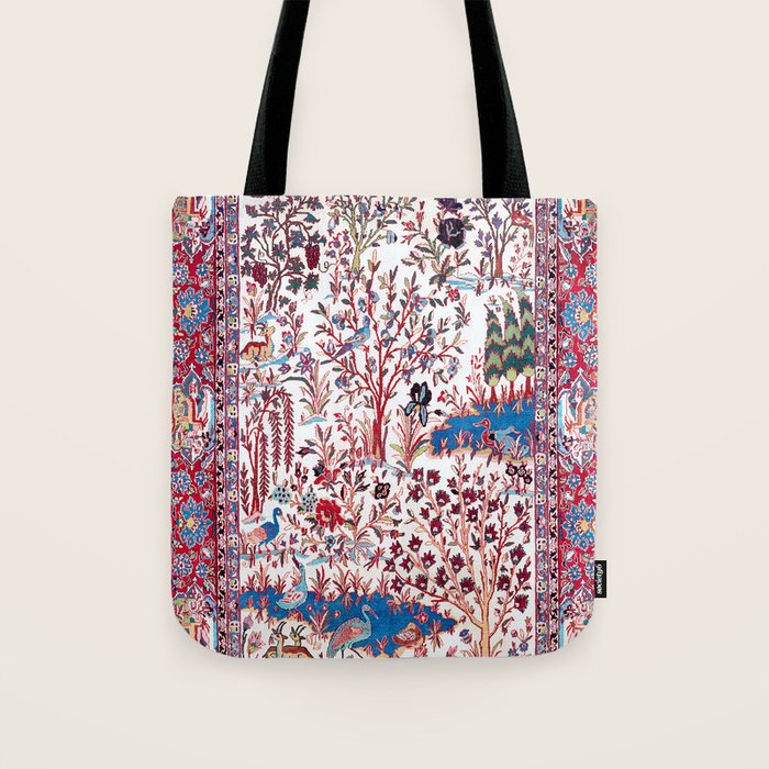 Esfahan Central Persian Silk Rug Print Tote Bag Gallery Image 1