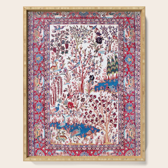 Esfahan Central Persian Silk Rug Print Serving Tray Gallery Image 1