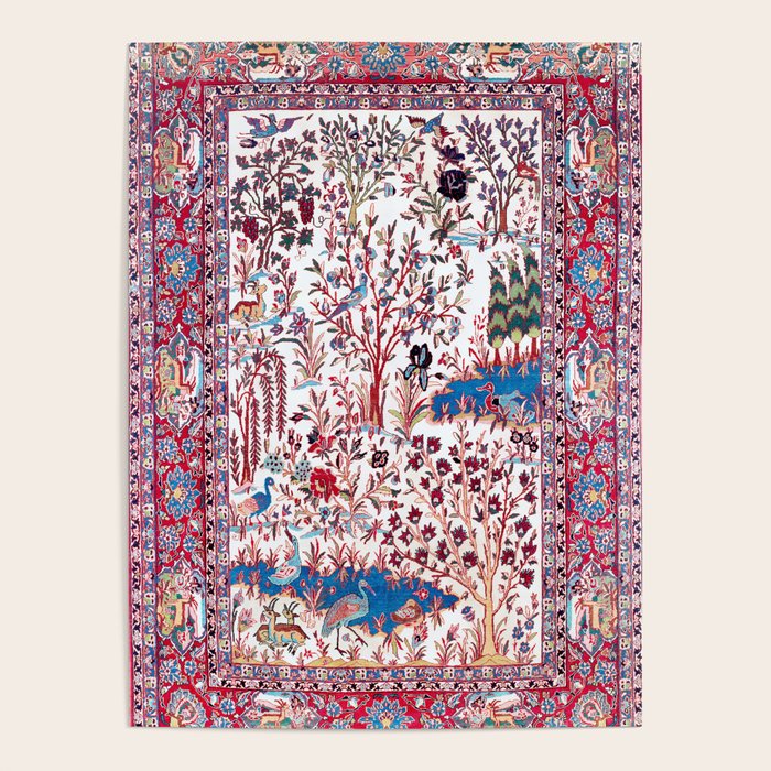 Esfahan Central Persian Silk Rug Print Poster Gallery Image 4
