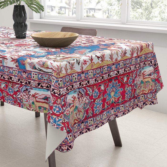 Esfahan Central Persian Silk Rug Print Tablecloth Gallery Image 3