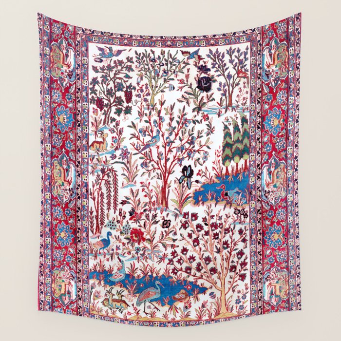 Esfahan Central Persian Silk Rug Print Wall Tapestry Gallery Image 1