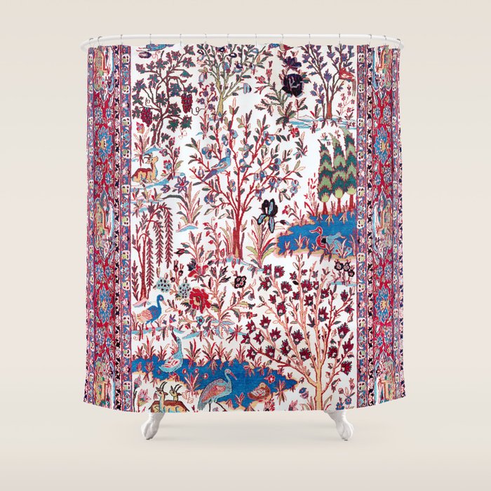 Esfahan Central Persian Silk Rug Print Shower Curtain Gallery Image 1