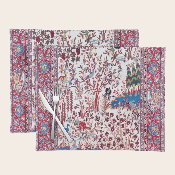 Esfahan Central Persian Silk Rug Print Placemat Gallery Image 1